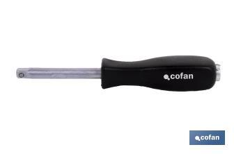 Rigid screwdriver with 1/4" double head | For 1/4" drive sockets | With 1/4" rear drive - Cofan