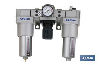Filtre régulateur de pression + Lubrificateur filetage 1/2" | Filtre régulateur d'air comprimé de compresseur - Cofan