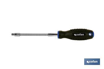 Flexibel für Steckschlüsseleinsätze 1/4". 9 Steckschlüsseleinsätze (5-13mm) inklusiv. - Cofan