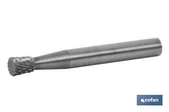 Fresas rotativas metal duro “Corte cruzado” Cônica invertida sem dentado frontal - Cofan