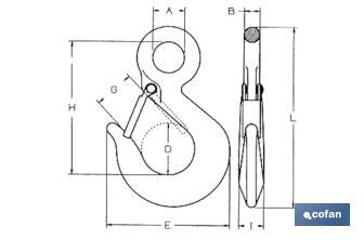 Hook DIN 689 with clasp - Cofan