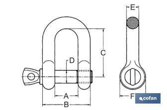 Straight shackles made of stainless steel A-2 - Cofan