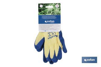 Canvas glove with latex palm | Correct adhesion and tough gloves | Ideal for manual tasks | Comfortable and adjustable gloves - Cofan