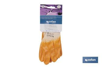 Guantes de nitrilo amarillos | Revestimiento impermeable y no absorbente | Larga duración y resistentes - Cofan