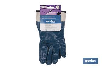 Blue nitrile coated gloves | Suitable for multiple uses | Tough and durable glove | Comfortable and safe - Cofan