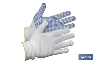 Guantes 100 % de Nylon | Con puntos de PVC en la palma | Agarre extra | Aportan comodidad y protección - Cofan