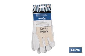 Gants en cuir de vachette et dos en tricot | Durables et résistants | Respirants | Protection et sécurité - Cofan