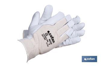 Cowhide leather and back knitted glove | Tough and durable glove | Breathable gloves | Safety and protection - Cofan