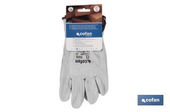 Grey split leather gloves | Long-lasting and tough gloves | Safety and protection | Flat thumb - Cofan