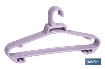 Pack de 6 cintres en plastique pour vêtements | Antidérapants | En plusieurs Couleurs | Dimensions 38 x 18 cm - Cofan