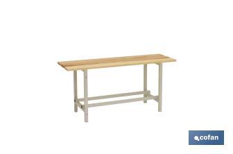 Changing room bench | Steel frame | Wooden seat | Size: 47.5 x 100 x 32cm - Cofan