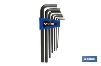 Set of hex keys | Long arm | 7 pieces | Content: 2.5 - 3 - 4 - 5 - 7 - 8 - 10 - Cofan