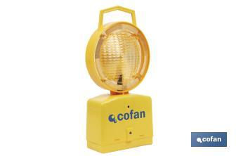 Lámpara Baliza de Señalización en Obras | Incluye Sensor de Oscuridad | Color Amarillo - Cofan