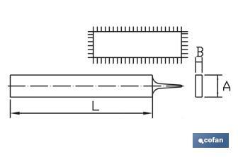 Flat parallel | Metal handle | Length: 200mm; Grit: 16 | Wide: 25mm; Thickness: 5mm | Second cut model - Cofan