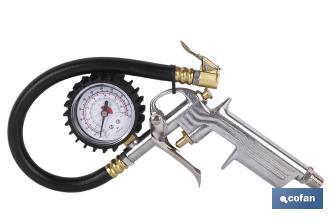 Pistola comprobación de aire | Medidor de Presión de Neumáticos | Pistola de Inflado con extensión flexible - Cofan