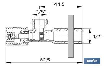Válvula de Esquadria | Modelo Pistón | Medidas: 1/2" x 3/8" | Fabricada em Latão CV617N | Fecho e Abertura com pistão regulável - Cofan
