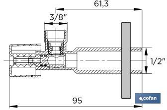 Set of 2 Angle Valves | Size: 1/2" x 3/8" | 1/4 Turn Angle Valve | Brass CW617N - Cofan