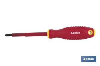 1,000V insulated screwdriver | Available Phillips head from PH0 to PH3 | Length: from 60m to 150mm - Cofan