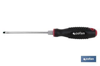 Slotted screwdriver for mechanics with hexagonal ferrule | Confort Plus Model | Available screw heads from SL 5.5mm to SL 8mm - Cofan