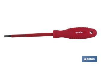 1,000V insulated screwdriver | Slotted head available in different sizes | Various lengths - Cofan