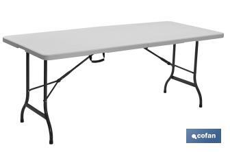 Mesa dobrável retangular com trava de segurança | Cor: branca | Disponível em dois tamanhos para escolher - Cofan