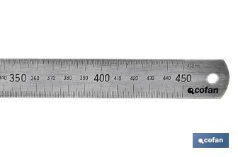 Stainless steel rule | Clear metric graduations | Size: 600mm - Cofan