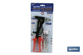 Professional rivet nut gun for rivet nuts | Nut capacity from M3 to M6 | Suitable for all types of rivet nuts - Cofan