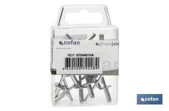 Standard aluminium rivets, large head, standard blister - Cofan