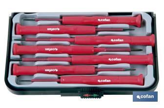 Set of high precision insulated screwdrivers | 7 units | Slotted and Phillips screwdriver heads - Cofan