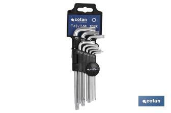 Set of 9 Torx keys | Long version | Available sizes from T10 to T50 - Cofan