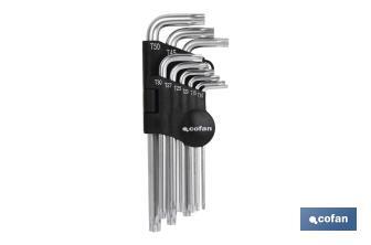 Set of 9 Torx keys | Long version | Available sizes from T10 to T50 - Cofan