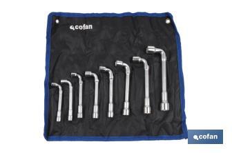Set of 8, 10 and 17 L shaped angled open hex wrenches | Chrome-vanadium | Available sizes from SW8 to SW24 - Cofan