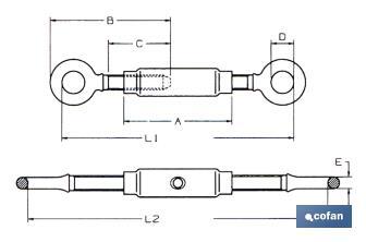 DIN-1480-Spannschloss Öse-Öse Verzinkt - Cofan