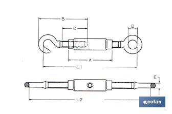 Tenditore tubolare Gancio - Anello - Cofan