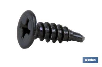 Self-drilling screw, extra flat head, Phillips, black - Cofan