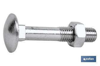 Mushroom head square neck screw + zinc plated steel nut - Cofan