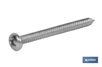 Phillips Cross recessed pan head self tapping screw, zinc plated - Cofan