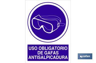 Uso obligatorio de gafas antisalpicadura - Cofan