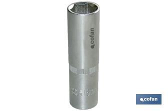 Vaso métrico largo de 1/4" | Fabricado en acero al cromo vanadio | Medidas del vaso: 13 mm - Cofan