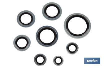 Metal Rubber Washer | Zinc-Plated Steel & NBR | Several Inner & Outer Sizes - Cofan