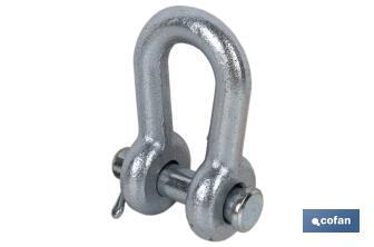 Shackle with clevis pin and split pin suitable for fastening implements and agricultural machinery - Cofan