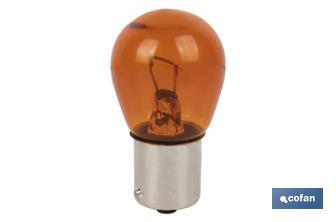 Single contact indicator bulb 12V 21W | BAU15s bulb cap type | P21W cap | Amber - Cofan