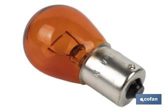 Single contact indicator bulb 12V 21W | BAU15s bulb cap type | P21W cap | Amber - Cofan