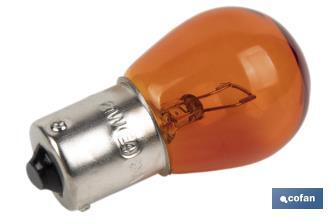Single contact indicator bulb 12V 21W | BAU15s bulb cap type | P21W cap | Amber - Cofan