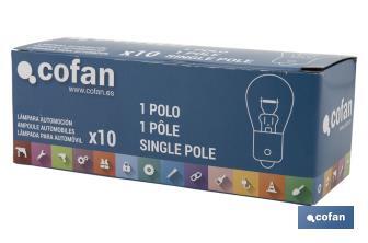 Single contact indicator bulb 12V 21W | BAU15s bulb cap type | P21W cap | Amber - Cofan