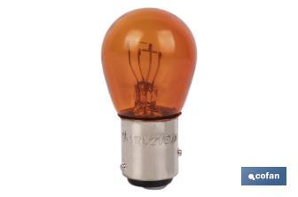 Lampe à 2 ergots décalés 12 V | Douille de type BAZ15 | Ampoule P21/5W de couleur ambre ou orange - Cofan