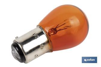 Lampe à 2 ergots décalés 12 V | Douille de type BAZ15 | Ampoule P21/5W de couleur ambre ou orange - Cofan