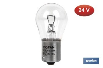 Lámpara de 1 porlo P21 W (BA15s) 24 V - Cofan