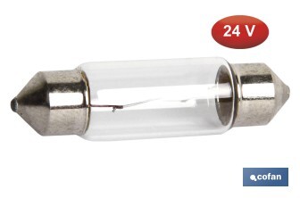 Lámpara plafonier C10W 24 V | Medida: 11 x 38 mm - Cofan