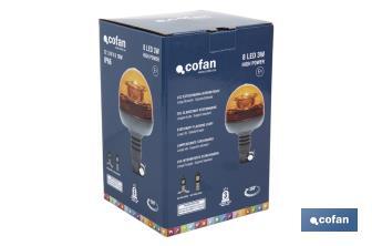 Orange flashing beacon | ECE R65 Certification | For 12/24V flexible stand | IP rating: IP66 - Cofan